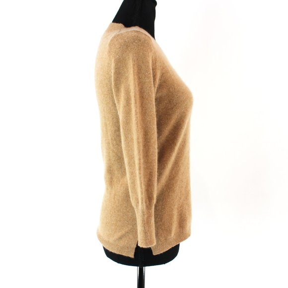 J. Crew Three Quarter Sleeve Everyday Cashmere Camel Tan Sweater XS Crewneck Top - Picture 2 of 7